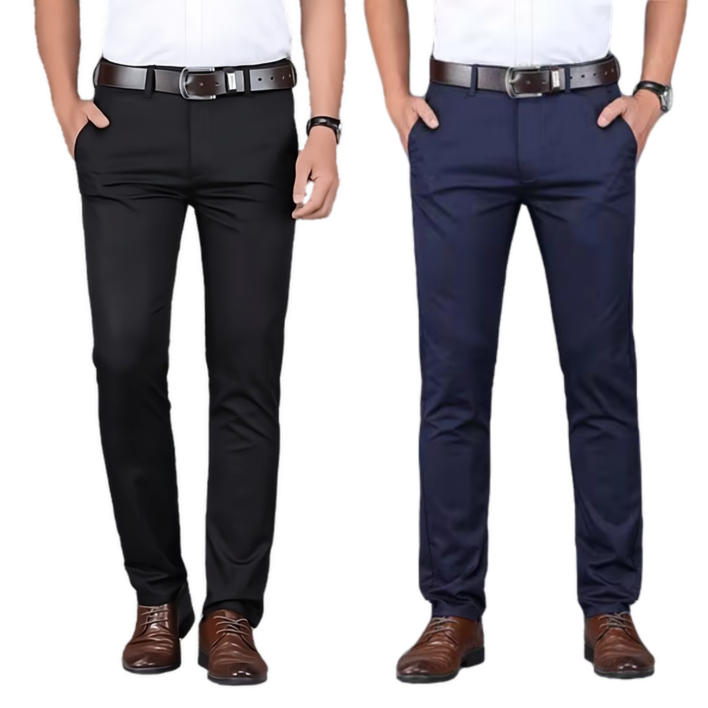 Black And Navy Blue Trouser Pants Combo For Mens (Pack Of 02)