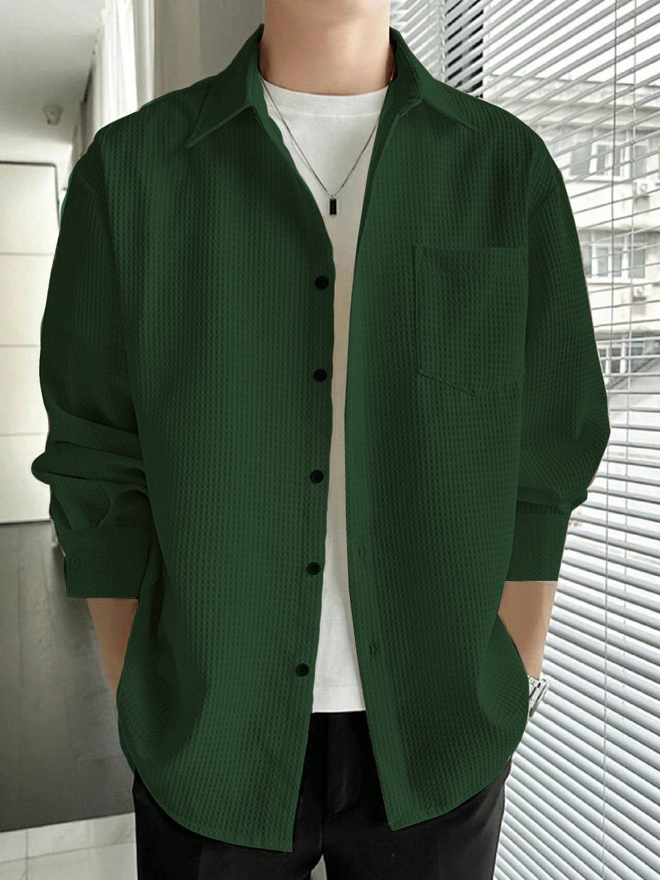 Casual Stylish Polycotton Relaxed Fit Formal Shirt | Relaxed Fit Textured Shirt For Mens