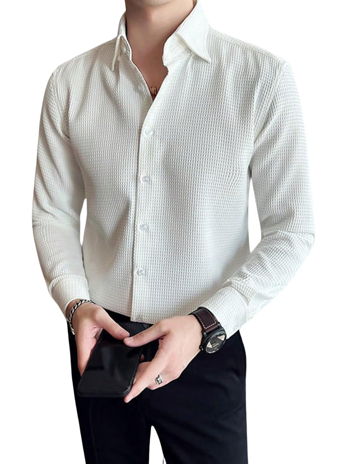 Casual Stylish Polycotton Regular Formal Shirt | Relaxed Fit Textured Shirt For Mens