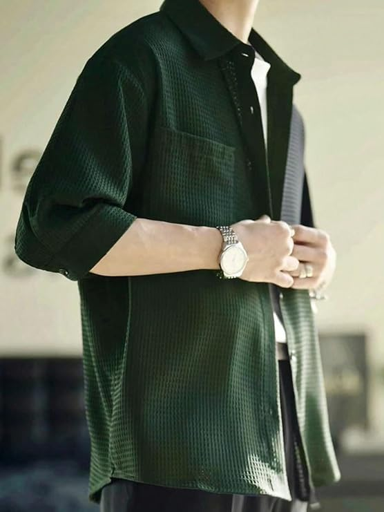 Casual Stylish Polycotton Relaxed Fit Formal Shirt | Relaxed Fit Textured Shirt For Mens