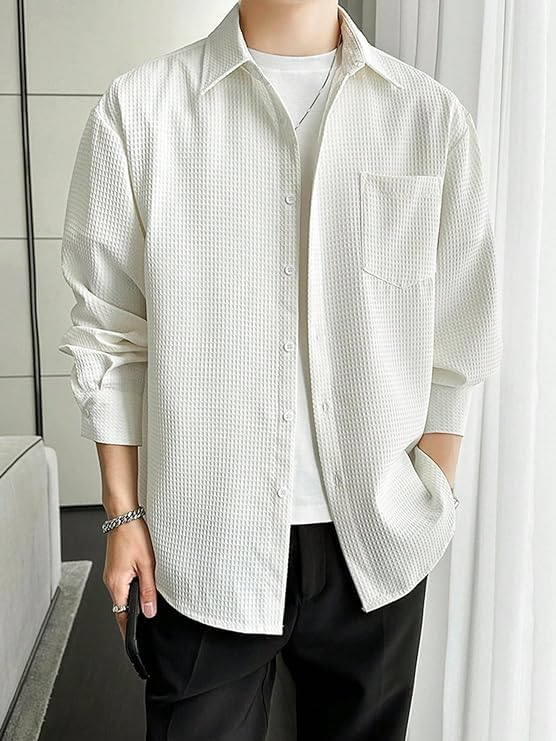 Casual Stylish Polycotton Regular Formal Shirt | Relaxed Fit Textured Shirt For Mens