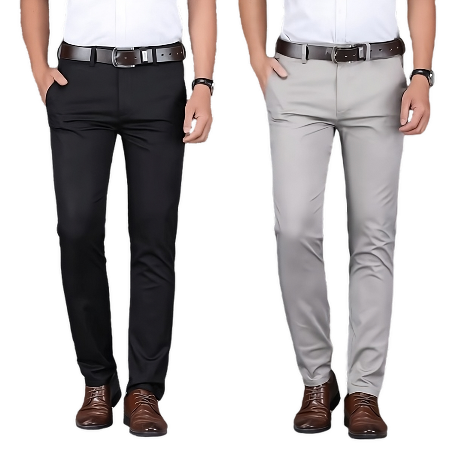 Light Grey And Black Trouser Pants Combo For Mens (Pack Of 02)