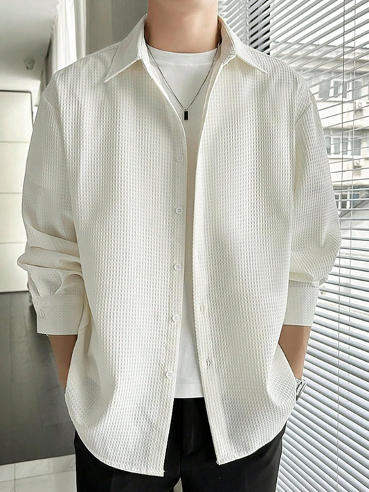 Casual Stylish Polycotton Regular Formal Shirt  | Relaxed Fit Textured Shirt For Mens